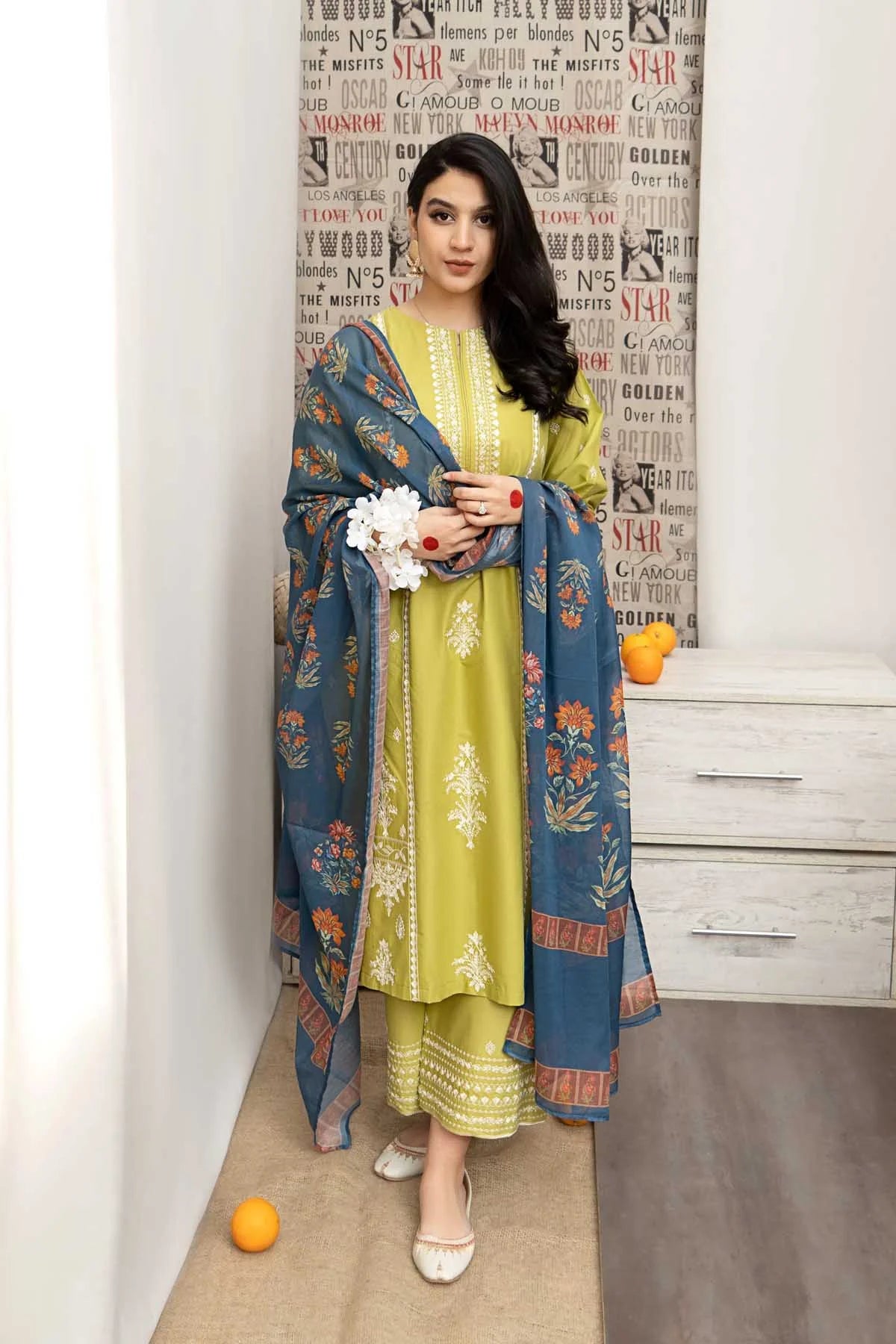 URGE LEMO EMBROIDERED 3 PIECE & PRINTED DUPATTA